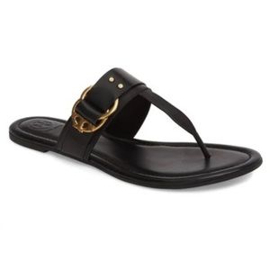 Tory Burch • Black and Gold flat sandals